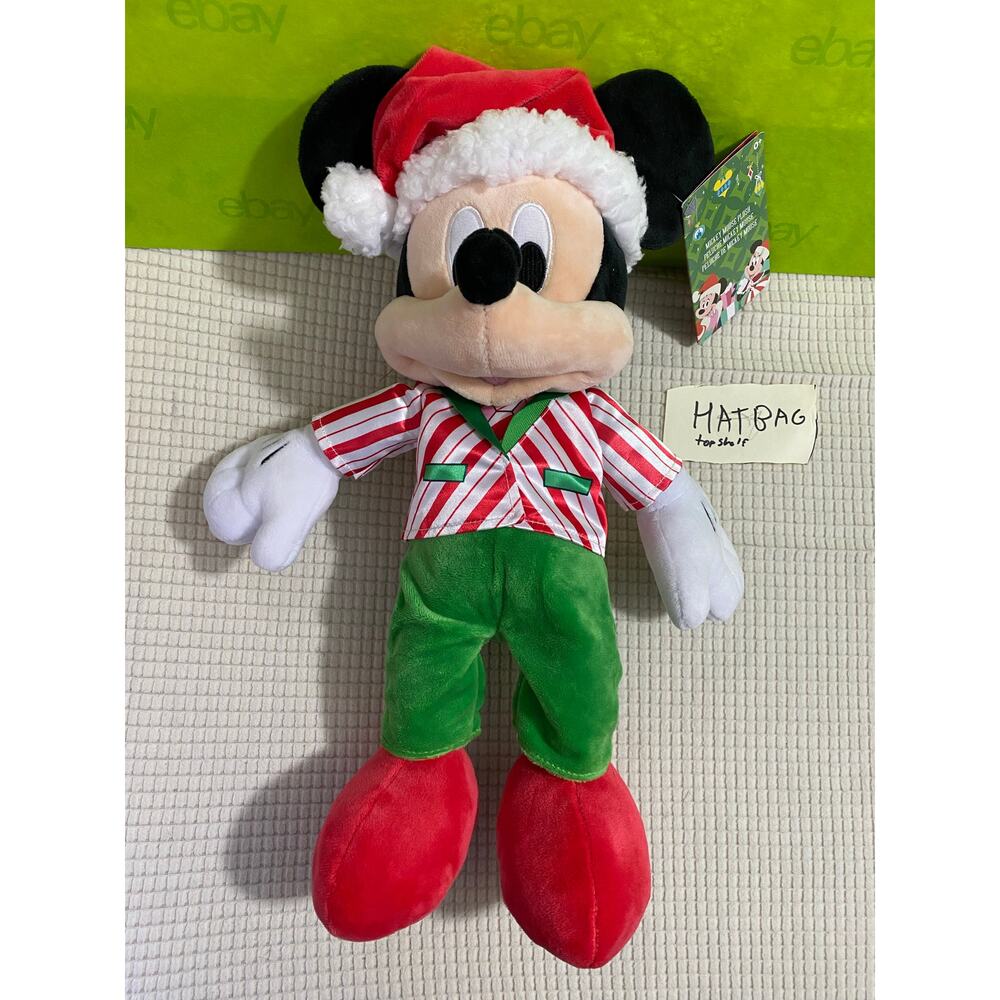 New Disney Park Mickey Mouse Holiday Plush Toy 15"H Christmas 2023